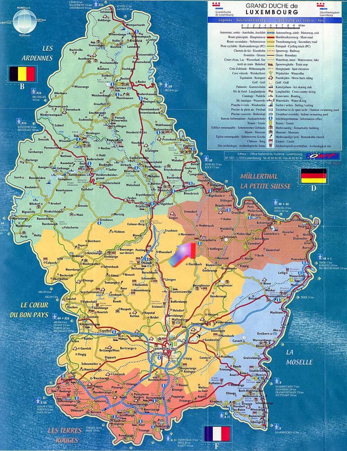 ನಕ್ಷೆ ಲಕ್ಸೆಂಬರ್ಗ್ ಪ್ರವಾಸಿ ನಕ್ಷೆ ಆಕರ್ಷಣೆಗಳು